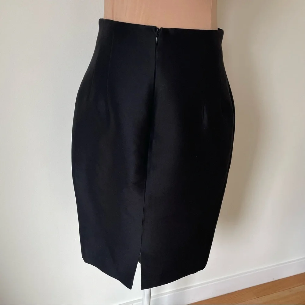 Giambattista Valli Vintage Silk Wool Black Structured Pencil Skirt EUC IT44 US8